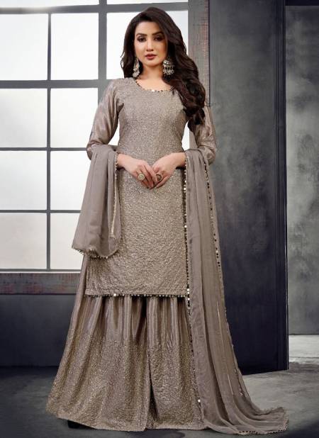 Gray Colour New Designer Fastival Wear Heavy Chiffon Suit Salwar Suit Collection 30067